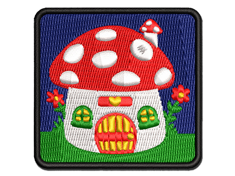 Cute Mushroom Gnome Home Multi-Color Embroidered Iron-On or Hook & Loop Patch Applique