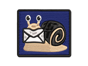 Cute Snail with Mail Gastropod Multi-Color Embroidered Iron-On or Hook & Loop Patch Applique