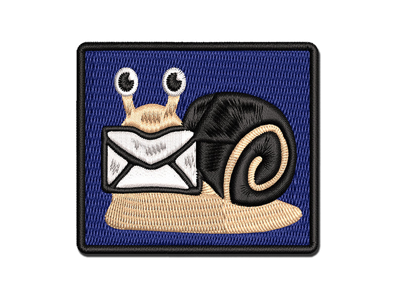 Cute Snail with Mail Gastropod Multi-Color Embroidered Iron-On or Hook & Loop Patch Applique