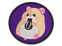 Darling Hamster Rodent Enjoying Sunflower Seed Multi-Color Embroidered Iron-On or Hook & Loop Patch Applique