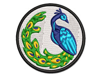 Elegant Sitting Peacock Multi-Color Embroidered Iron-On or Hook & Loop Patch Applique