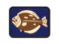 Flounder Halibut Flat Spotted Fish Multi-Color Embroidered Iron-On or Hook & Loop Patch Applique