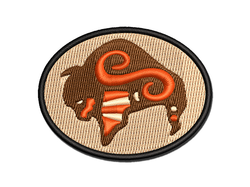Southwest Native American Bison Buffalo Spirit Animal Multi-Color Embroidered Iron-On or Hook & Loop Patch Applique