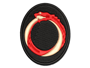 Ouroboros Serpent Snake Eating Tail Ring Circle Multi-Color Embroidered Iron-On or Hook & Loop Patch Applique