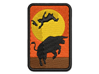 Rodeo Bull Bucking Throwing Cowboy Multi-Color Embroidered Iron-On or Hook & Loop Patch Applique