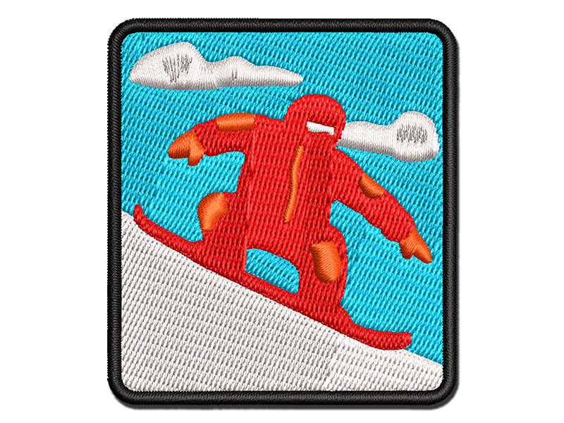 Snowboarder Jumping Extreme Winter Sports Multi-Color Embroidered Iron-On or Hook & Loop Patch Applique