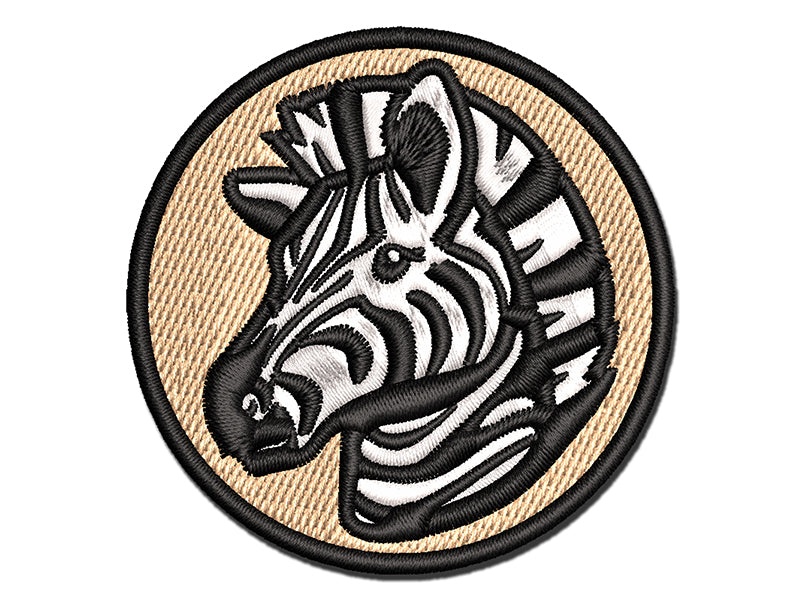 Striped Zebra Head Multi-Color Embroidered Iron-On or Hook & Loop Patch Applique