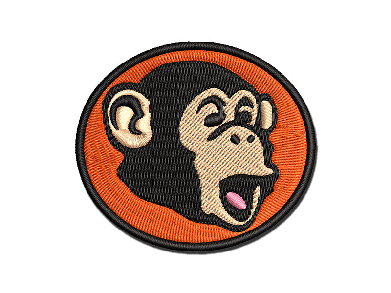 Surprised Chimpanzee Ape Head Monkey Multi-Color Embroidered Iron-On or Hook & Loop Patch Applique