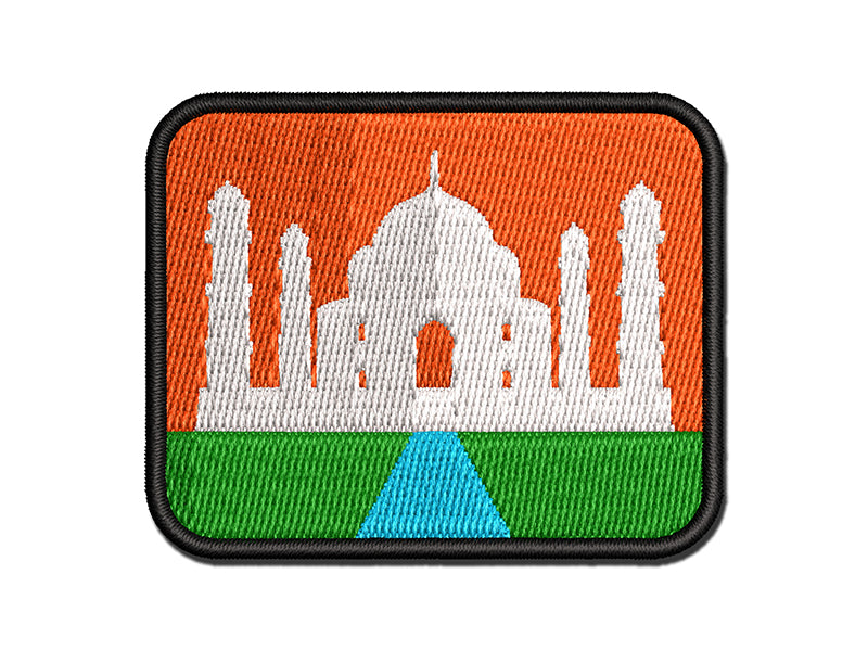 Taj Mahal Agra India Landmark Silhouette Multi-Color Embroidered Iron-On or Hook & Loop Patch Applique