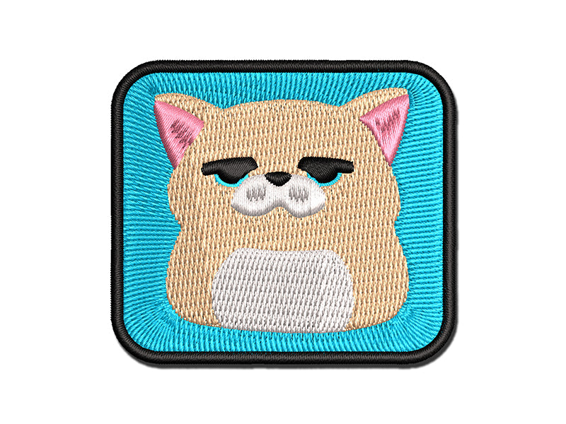 Unamused and Unhappy Cat Loaf Multi-Color Embroidered Iron-On or Hook & Loop Patch Applique