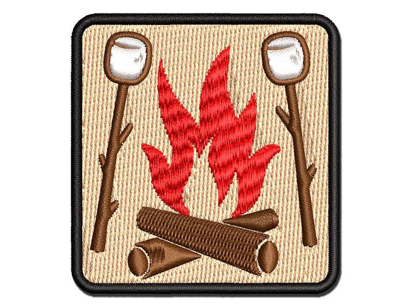 Roasting Marshmallows S'mores Camping Hiking Multi-Color Embroidered Iron-On or Hook & Loop Patch Applique