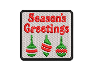 Season's Greetings Christmas Ornaments Multi-Color Embroidered Iron-On or Hook & Loop Patch Applique