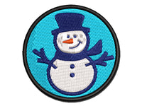 Smiling Snowman Winter Christmas Multi-Color Embroidered Iron-On or Hook & Loop Patch Applique