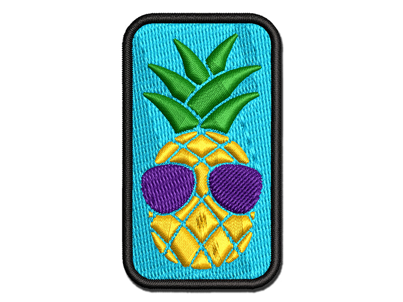 Pineapple Wearing Sunglasses Multi-Color Embroidered Iron-On or Hook & Loop Patch Applique