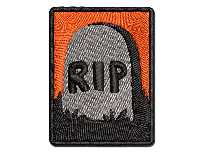 RIP Headstone Gravestone Tombstone Halloween Multi-Color Embroidered Iron-On or Hook & Loop Patch Applique