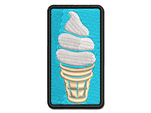 Soft Serve Ice Cream on a Cone Multi-Color Embroidered Iron-On or Hook & Loop Patch Applique