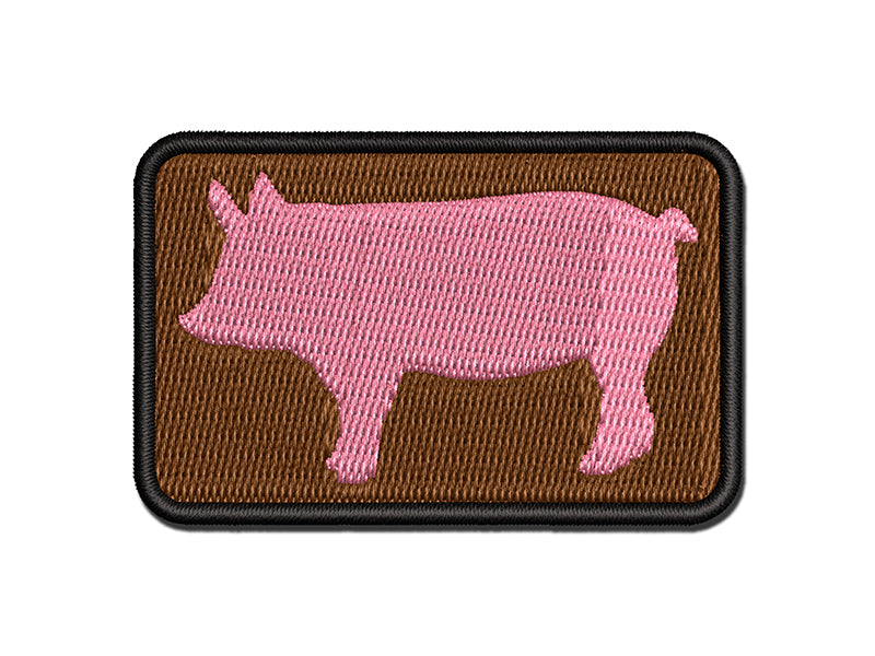 Solid Pig Farm Animal Multi-Color Embroidered Iron-On or Hook & Loop Patch Applique