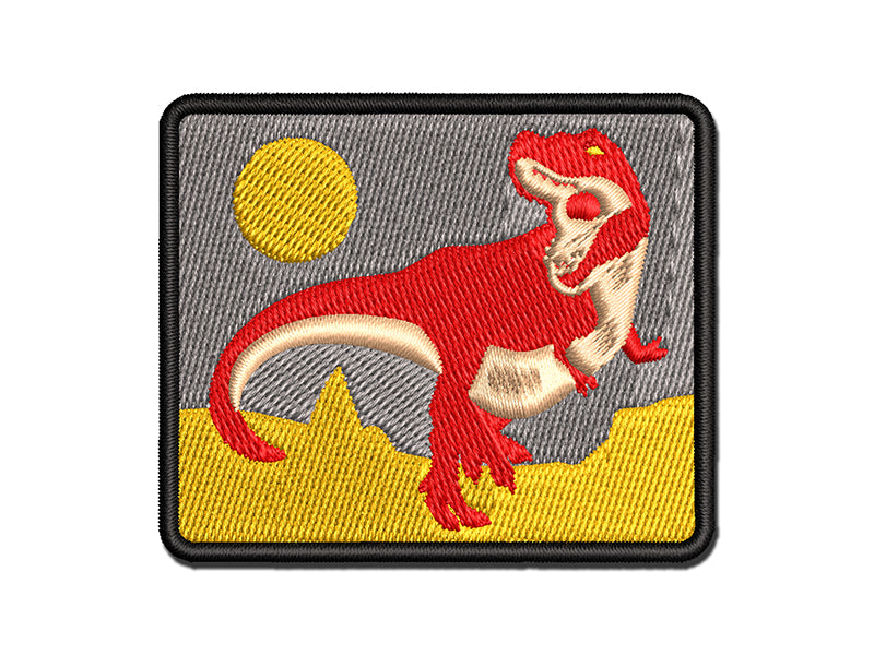 Tyrannosaurus Rex Dinosaur Roaring Multi-Color Embroidered Iron-On or Hook & Loop Patch Applique