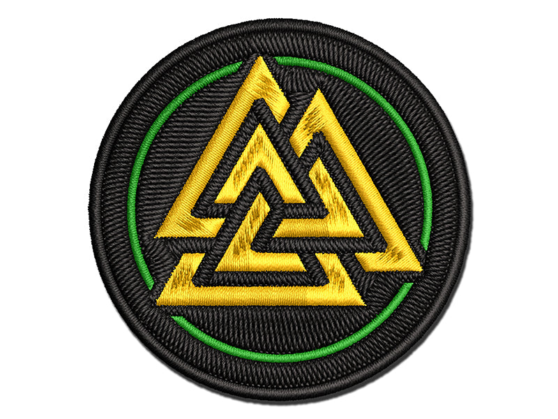 Valknut Symbol Viking Multi-Color Embroidered Iron-On or Hook & Loop Patch Applique