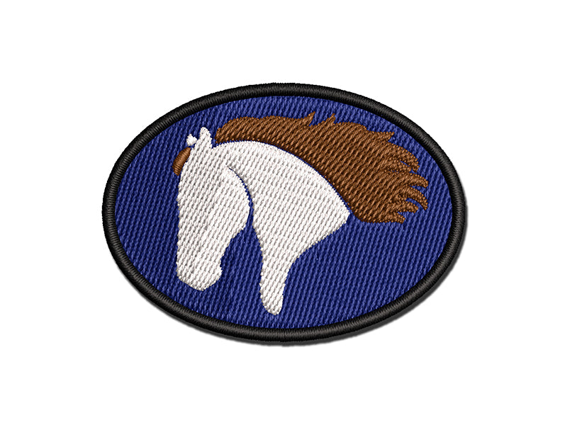 Wild Horse Head Mane Blowing Multi-Color Embroidered Iron-On or Hook & Loop Patch Applique