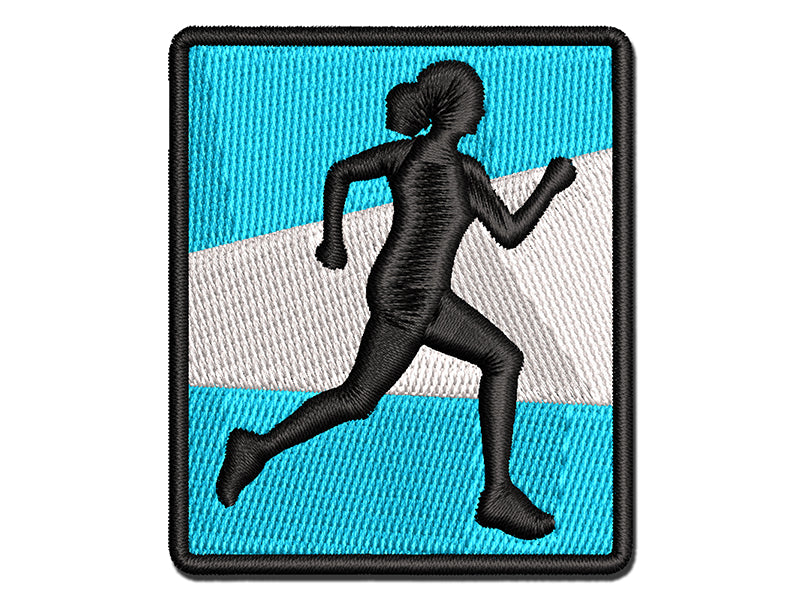 Woman Running Marathon Cardio Exercise Multi-Color Embroidered Iron-On or Hook & Loop Patch Applique