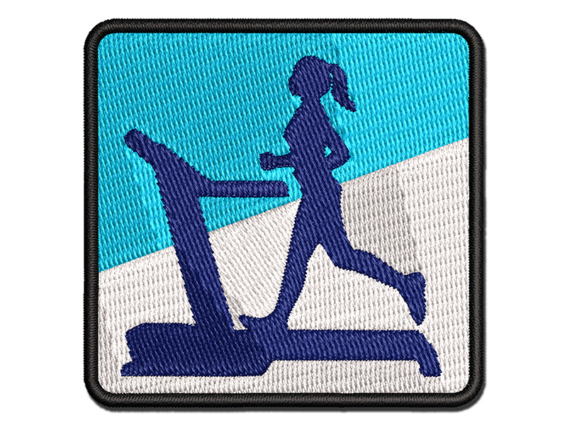 Woman Running on Treadmill Cardio Workout Gym Multi-Color Embroidered Iron-On or Hook & Loop Patch Applique