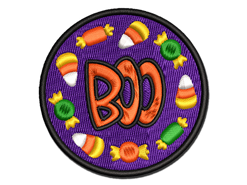 Boo Halloween Candy Multi-Color Embroidered Iron-On or Hook & Loop Patch Applique