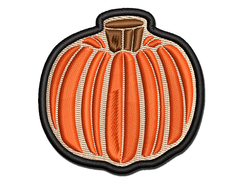 Fall Autumn Pumpkin Multi-Color Embroidered Iron-On or Hook & Loop Patch Applique