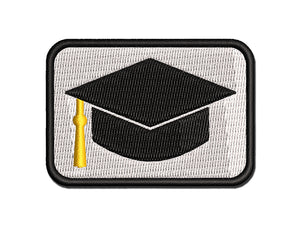 Graduation Cap Hat Multi-Color Embroidered Iron-On or Hook & Loop Patch Applique