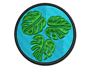 Monstera Leaves Trio Multi-Color Embroidered Iron-On or Hook & Loop Patch Applique