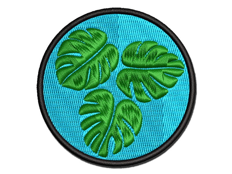 Monstera Leaves Trio Multi-Color Embroidered Iron-On or Hook & Loop Patch Applique