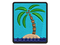 Palm Tree on Tropical Island Multi-Color Embroidered Iron-On or Hook & Loop Patch Applique