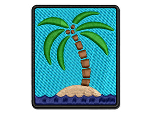 Palm Tree on Tropical Island Multi-Color Embroidered Iron-On or Hook & Loop Patch Applique