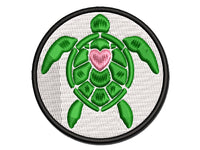 Sea Turtle Heart in Shell Multi-Color Embroidered Iron-On or Hook & Loop Patch Applique