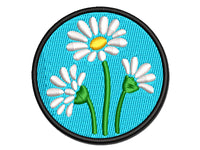 Summer Daisy Trio Multi-Color Embroidered Iron-On or Hook & Loop Patch Applique