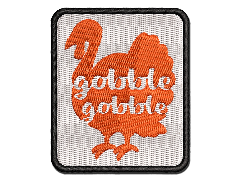 Thanksgiving Turkey Silhouette Gobble Gobble Multi-Color Embroidered Iron-On or Hook & Loop Patch Applique