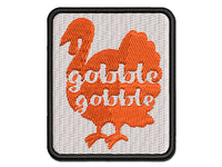 Thanksgiving Turkey Silhouette Gobble Gobble Multi-Color Embroidered Iron-On or Hook & Loop Patch Applique