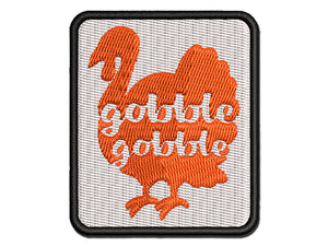 Thanksgiving Turkey Silhouette Gobble Gobble Multi-Color Embroidered Iron-On or Hook & Loop Patch Applique