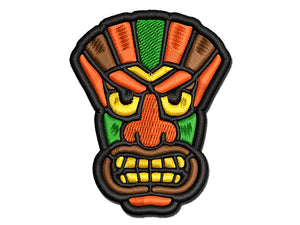 Tiki Mask Hawaii Luau Multi-Color Embroidered Iron-On or Hook & Loop Patch Applique