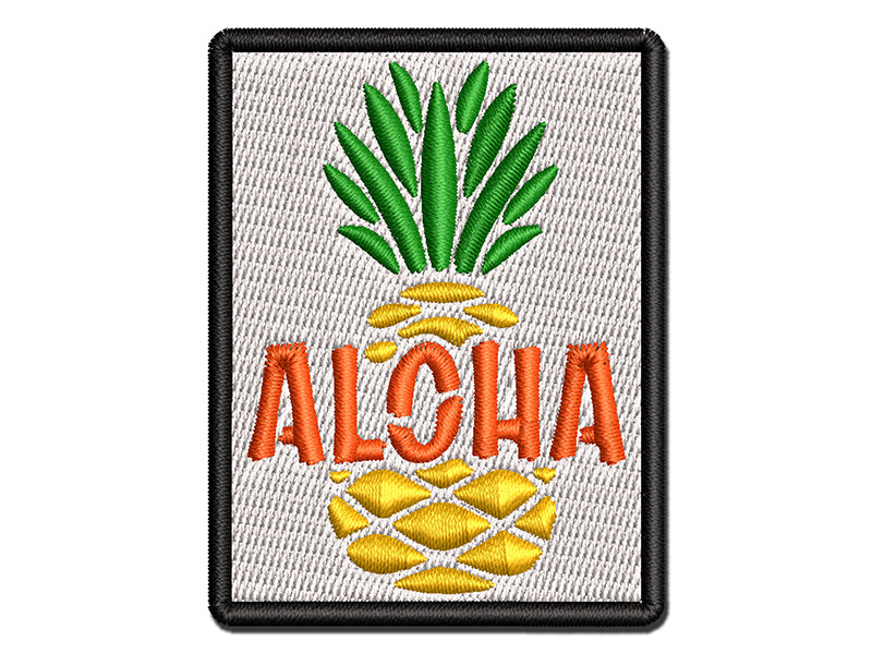 Aloha Pineapple Tropical Fruit Hawaii Multi-Color Embroidered Iron-On or Hook & Loop Patch Applique