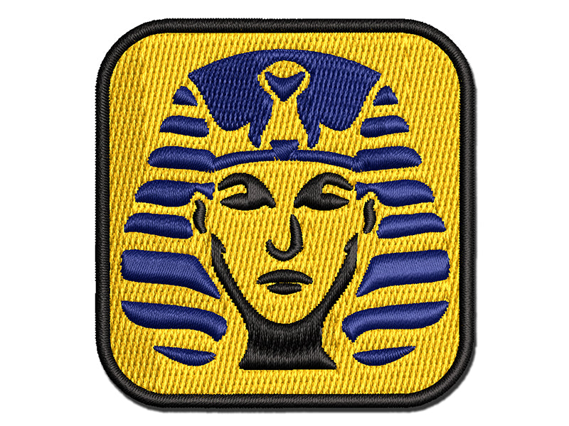 Ancient Egyptian Pharaoh with Crown Multi-Color Embroidered Iron-On or Hook & Loop Patch Applique