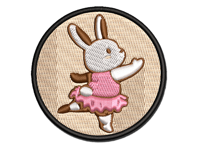 Ballerina Bunny Rabbit In Tutu Multi-Color Embroidered Iron-On or Hook & Loop Patch Applique