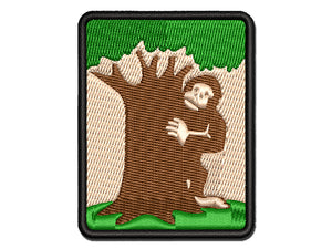 Bigfoot Sasquatch Hiding Behind Tree Multi-Color Embroidered Iron-On or Hook & Loop Patch Applique