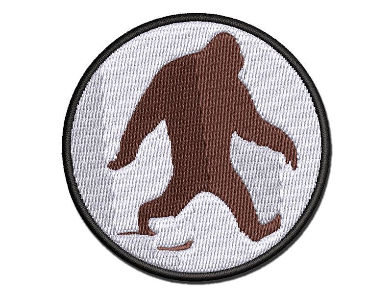 Bigfoot Sasquatch Walking with Footprint Trail Multi-Color Embroidered Iron-On or Hook & Loop Patch Applique