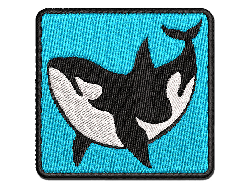 Orca Killer Whale Swimming Multi-Color Embroidered Iron-On or Hook & Loop Patch Applique