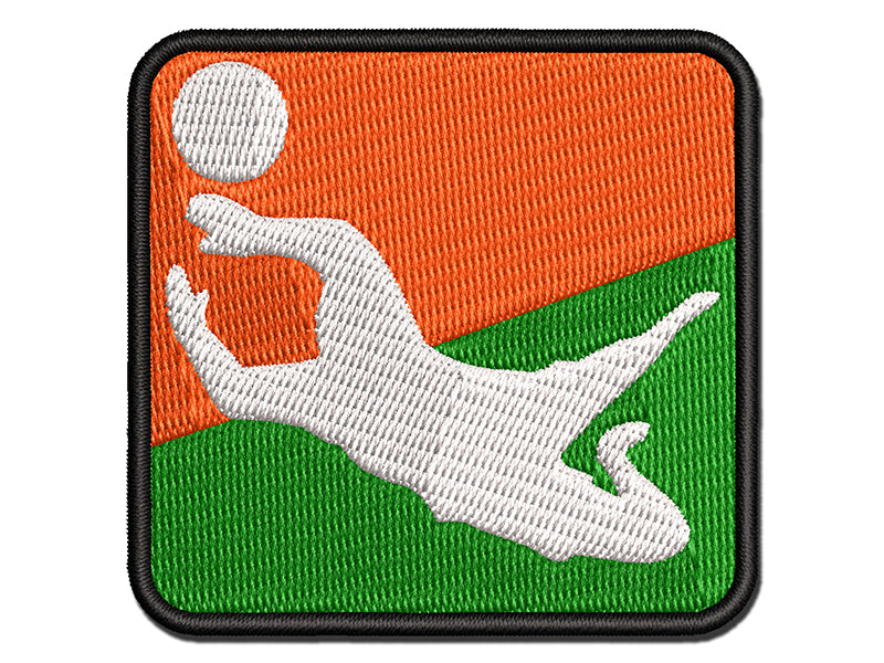Soccer Goalie Diving For Ball Association Football Multi-Color Embroidered Iron-On or Hook & Loop Patch Applique