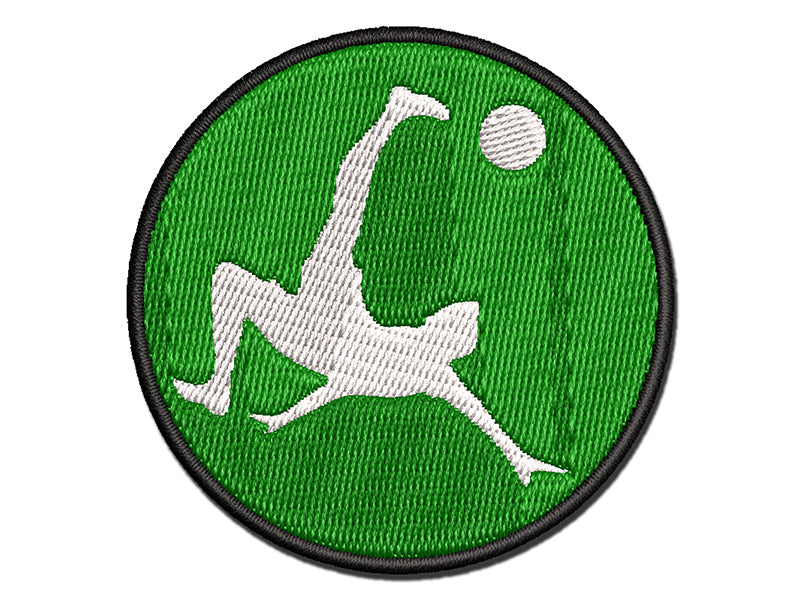 Soccer Player Bicycle Overhead Scissors Kick Ball Association Football Multi-Color Embroidered Iron-On or Hook & Loop Patch Applique