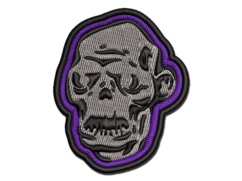 Spooky Zombie Head Halloween Monster Multi-Color Embroidered Iron-On or Hook & Loop Patch Applique