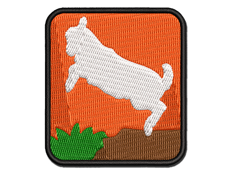 Baby Goat Jumping Playing Multi-Color Embroidered Iron-On or Hook & Loop Patch Applique