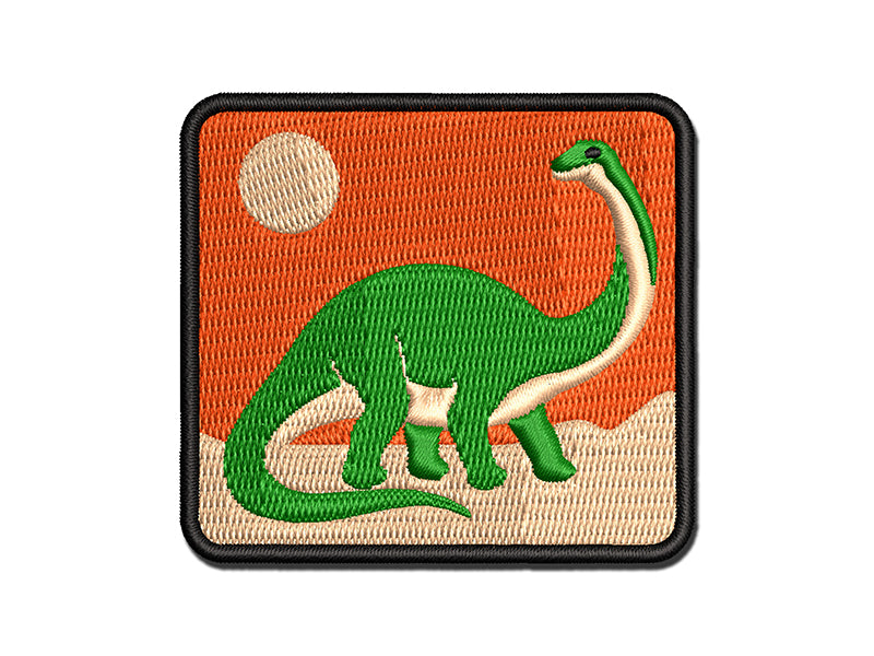 Brontosaurus Dinosaur Multi-Color Embroidered Iron-On or Hook & Loop Patch Applique